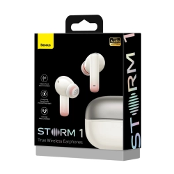 Bezprzewodowe słuchawki dokanałowe Storm 1 Bluetooth 5.2 TWS z ANC/ENC biały  BASEUS 6932172607579