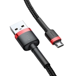 Wytrzymały elastyczny kabel przewód USB microUSB 1.5A 2M czarno-czerwony  BASEUS 6953156280373