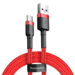 Wytrzymały elastyczny kabel przewód USB USB-C QC3.0 3A 1M czerwony  BASEUS 6953156278196