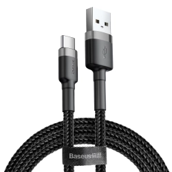 Wytrzymały elastyczny kabel przewód USB USB-C QC3.0 3A 1M czarno-szary  BASEUS 6953156278202