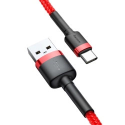 Wytrzymały elastyczny kabel przewód USB USB-C QC3.0 2A 2M czerwony  BASEUS 6953156278226