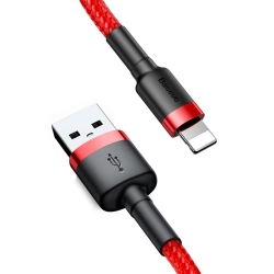 Wytrzymały elastyczny kabel przewód USB Iphone Iphone Lightning QC3.0 2.4A 0,5M czerwony  BASEUS 6953156274921