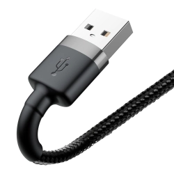 Wytrzymały elastyczny kabel przewód USB Iphone Lightning QC3.0 2.4A 0,5M czarno-szary  BASEUS 6953156274938