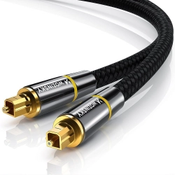Optyczny kabel przewód audio cyfrowy światłowód Toslink SPDIF 2m czarny  WOZINSKY 5907769300936