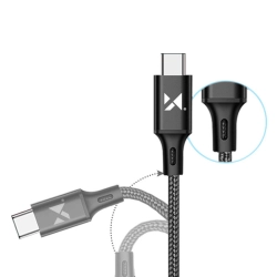 Mocny kabel przewód w oplocie USB USB-C 2,4A 2m czarny WOZINSKY 5907769301179