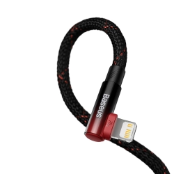 BASEUS 6932172612382 Kabel przewód kątowy MVP 2 z bocznym wtykiem USB-C / iPhone Lightning 2m - czerwony