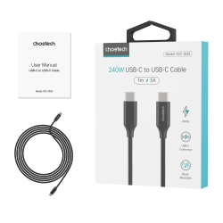 CHOETECH 6932112104335 Kabel przewód do ładowania i transmisji danych USB-C 1m - czarny