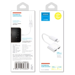 JOYROOM 6956116718985 Adapter przejściówka rozdzielacz słuchawkowy iPhone Lightning - 2x Lightning biały