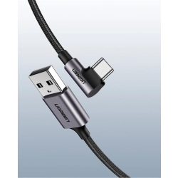 UGREEN 6957303859412 Przewód kabel kątowy boczna wtyczka USB - USB-C 1m 3A szary