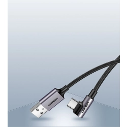 UGREEN 6957303859412 Przewód kabel kątowy boczna wtyczka USB - USB-C 1m 3A szary
