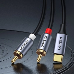UGREEN 6957303821938 Kabel przewód audio dźwiękowy USB-C męski - 2RCA męski 1,5m szary