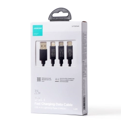 JOYROOM 6941237199997 3w1 kabel przewód USB - USB-C / Lightning / micro USB 3,5 A 1,2m czarny
