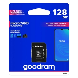 Goodram 5908267930168 Karta pamięci Microcard 128GB micro SD XC UHS-I class 10 + adapter SD