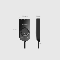 UGREEN 6957303849642 Zewnętrzna karta dzwiękowa adapter USB - 3,5 mm mini jack z regulacją głośności 15cm czarny