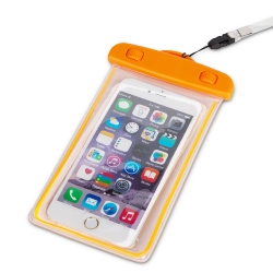 HURTEL 9145576276600 Etui wodoszczelne na telefon PVC ze smyczą Outdoor - pomarańczowe
