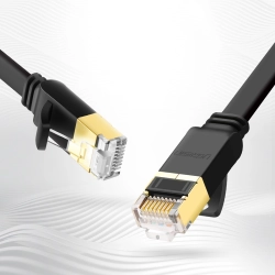 UGREEN 6957303837380 Kabel sieciowy internetowy płaski patchcord U/FTP Cat. 7 10Gb/s 0.5m czarny