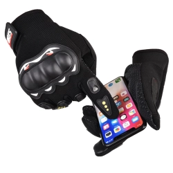 HURTEL 5907769308048 Rękawiczki dotykowe do telefonu motocyklowe z ochraniaczem na kostki czarne