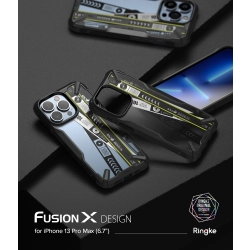 Ringke 8809818842916 Etui pancerny pokrowiec z ramką iPhone 13 Pro Max Fusion X Design Ticket band czarny