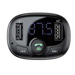 BASEUS 6932172626976 Transmiter FM Bluetooth karty TF SD ładowarka do samochodu 2x USB czarny
