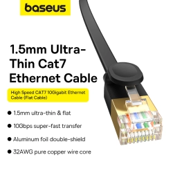 BASEUS 6932172637279 Szybki cienki kabel sieciowy RJ45 cat. 7 10Gbps 0.5m czarny