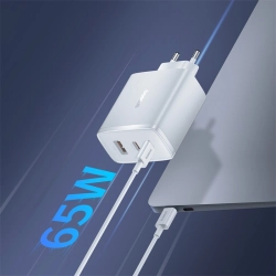 BASEUS 6932172641481 Ładowarka sieciowa GaN Cube Pro 65W 2x USB-C USB-A biała