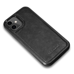 ICARER 6958955876581 Etui pokryte naturalną skórą do iPhone 12 mini Leather Oil Wax czarny