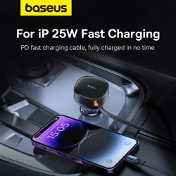 BASEUS 6932172641634 Ładowarka samochodowa z USB-A i ze zwijanym kablem USB-C iPhone 60W czarny