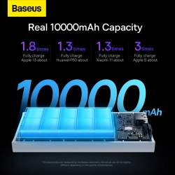 BASEUS 6932172628321 Powerbank Adaman2 10000mAh z wyświetlaczem cyfrowym 2x USB-A / 1x USB-C 30W biały