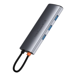 BASEUS 6932172636579 7w1 HUB Adapter Metal Gleam Series USB-C do USB-C PD 3x USB-A HDMI SD TF szary