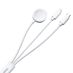 JOYROOM 6956116771300 3w1 Kabel przewód USB-A z ładowarka indukcyjną + 1x iPhone Lightning + 1x USB-C 1.2m biały