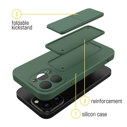 WOZINSKY 9145576234006 Silikonowe etui z podstawką iPhone 13 Pro Max Kickstand Case granatowe