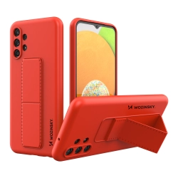 WOZINSKY 9145576247976 Silikonowe etui z podstawką etui Samsung Galaxy A13 5G Kickstand Case czerwone
