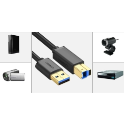 UGREEN 6957303813728 Kabel przewód do drukarki USB-A - USB-B 5Gb/s 2m czarny