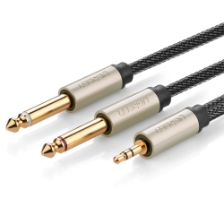 UGREEN 6957303816156 Kabel przewód audio mini jack 3,5 mm - 2 x jack 6,35mm 2m szary