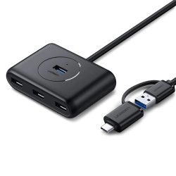 UGREEN 6957303848508 4w1 HUB adapter rozdzielacz USB-A/C na 4x USB 3.0 5Gb/s 1m czarny
