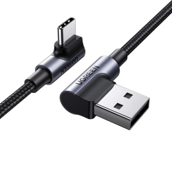 UGREEN 6957303878758 Kabel przewód kątowy USB-C - USB 2.0 480Mb/s 3A 3m czarny