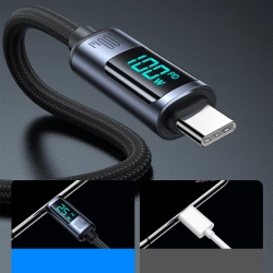 JOYROOM 6956116750602 Kabel przewód USB-C z wyświetlaczem LED 100W 1.2m czarny