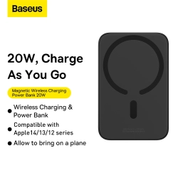 BASEUS 6932172626105 Powerbank z bezprzewodową ładowarką 20W z MagSafe i USB-C czarny
