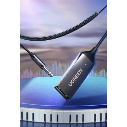 UGREEN 6957303805440 Odbiornik dźwięku adapter audio Bluetooth 5.3 kabel USB AUX jack czarny