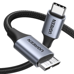 UGREEN 6941876212323 Kabel przewód do dysku SSD USB-C - micro USB-B 3.0 5Gb/s 3A 1m szary