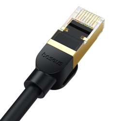 BASEUS 6932172646646 Szybki kabel przewód sieciowy LAN Ethernet RJ-45 cat.8 40Gbps okrągły 1.5m czarny