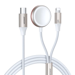 JOYROOM 6956116771348 2w1 Kabel Lightning do iPhone i ładowarka indukcyjna do Apple Watch USB-C 1.5m biały