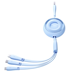 JOYROOM 6941237121035 3w1 Kabel zwijany Colorful Series USB-A do USB-C / iPhone Lightning / microUSB 1m niebieski