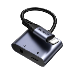 JOYROOM 6956116773830 2w1 Adapter przejściówka do iPhone ładowarka + słuchawki Lightning / mini jack 3.5mm czarny