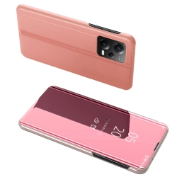 HURTEL 9145576276099 Błyszczące etui z klapką do Xiaomi Redmi Note 12 Pro+ Clear View Case różowy