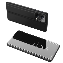 HURTEL 9145576276075 Błyszczące etui z klapką do Xiaomi Redmi Note 12 Pro+ Clear View Case czarny