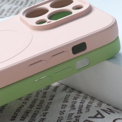 HURTEL 9145576279823 Silikonowe etui z MagSafe do iPhone 15 Plus Silicone Case różowe