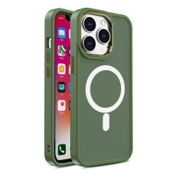 HURTEL 9145576280225 Magnetyczne etui z MagSafe do iPhone 15 Pro Max otworki pod smycz zielone