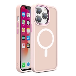 HURTEL 9145576280171 Magnetyczne etui z MagSafe do iPhone 15 Pro otworki pod smycz różowe