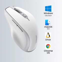UGREEN 6941876218059 Ergonomiczna bezprzewodowa mysz myszka do komputera MU101 Bluetooth 2.4 GHz biała